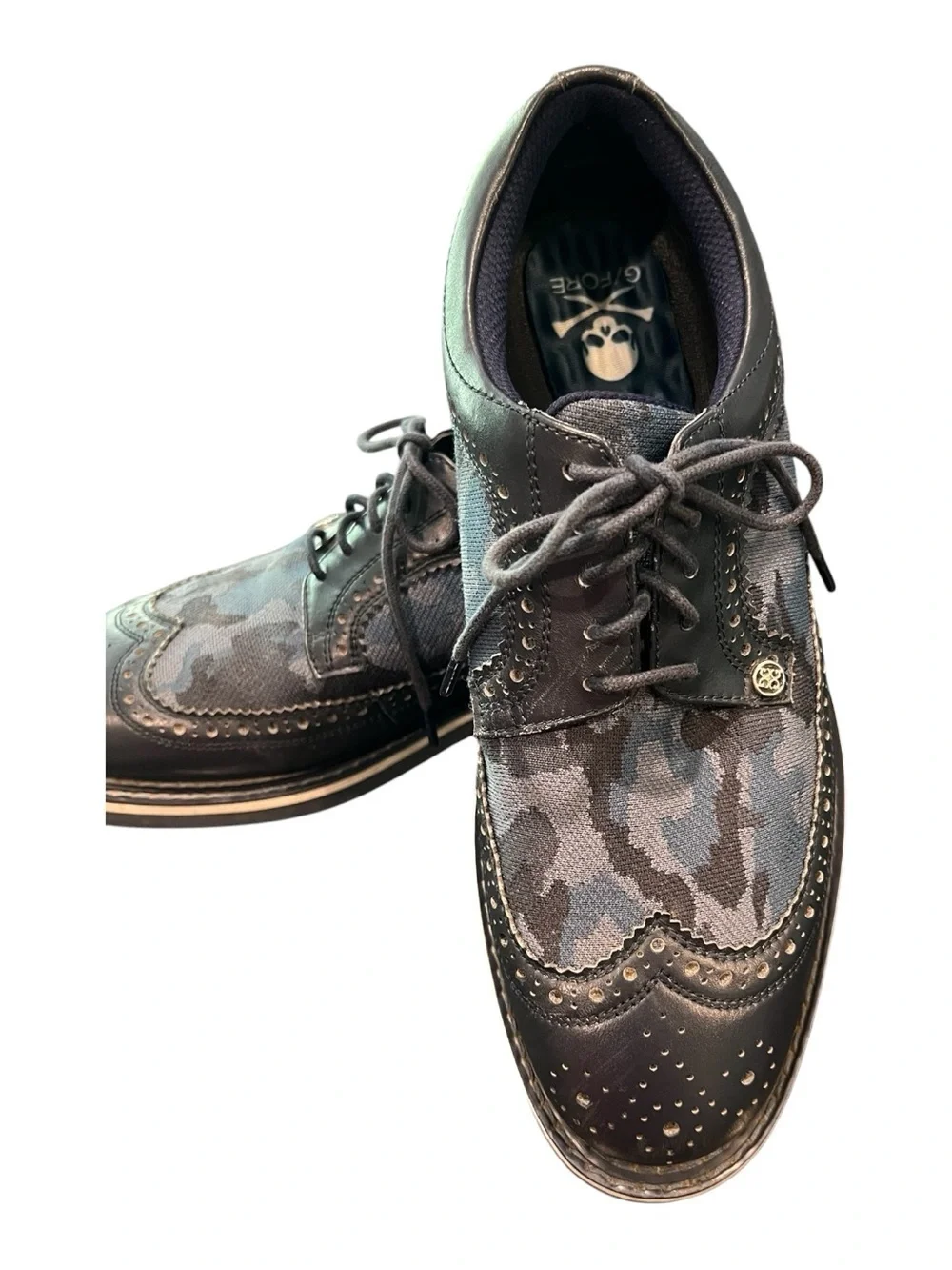 G Fore Men’s Gallivanter Leather Golf Shoes Skull Print Camo  Blue Size 9.5.